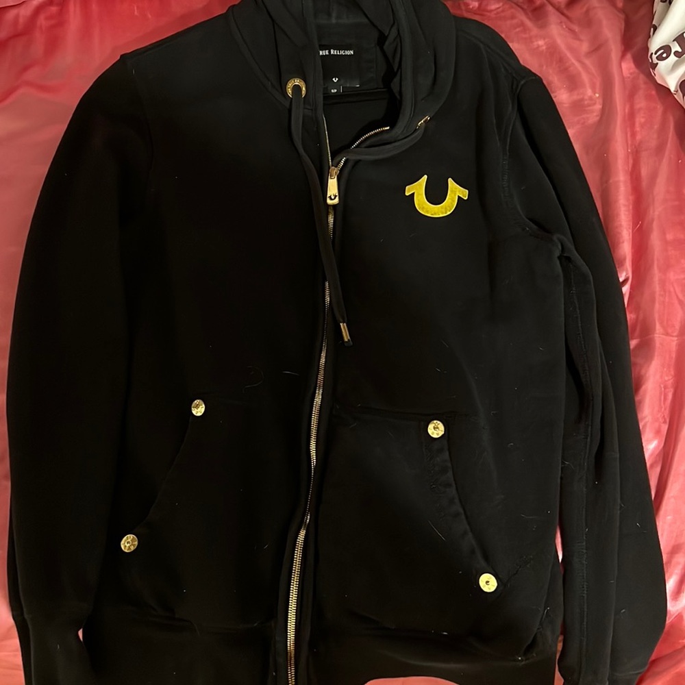 true religion black zip up jacket